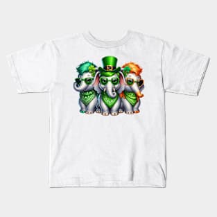 St Patricks Day Trio of Elephants Kids T-Shirt